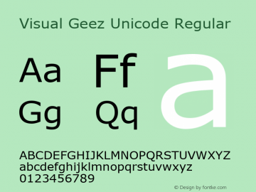 Visual Geez Unicode Regular Visual Geez Unicode, V1.0图片样张