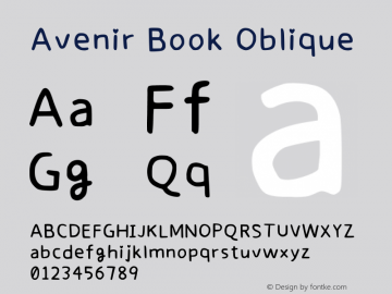 Avenir Book Oblique 13.0d3e1 Font Sample