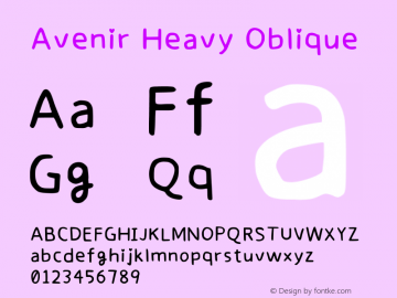 Avenir Heavy Oblique 13.0d3e1 Font Sample