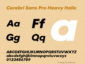 Cerebri Sans Pro Heavy Italic Version 2.020;hotconv 1.0.109;makeotfexe 2.5.65596 Font Sample