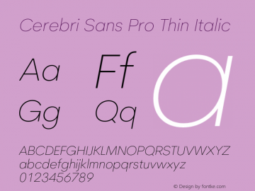 Cerebri Sans Pro Thin Italic Version 2.020;hotconv 1.0.109;makeotfexe 2.5.65596图片样张