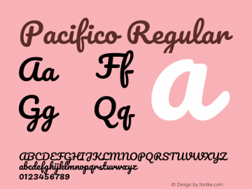 Pacifico Version 2.10 June 19, 2019 Font Sample