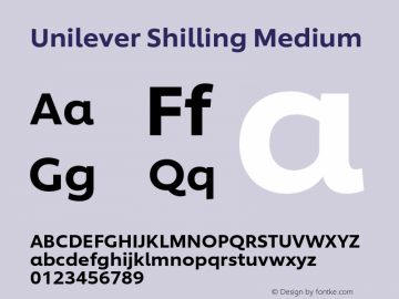Unilever Shilling Medium Version 1.000 Font Sample