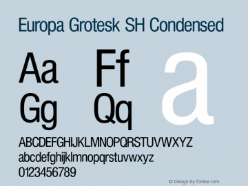 Europa Grotesk SH Condensed Version 3.01 2014 | wf-rip DC20141105 Font Sample