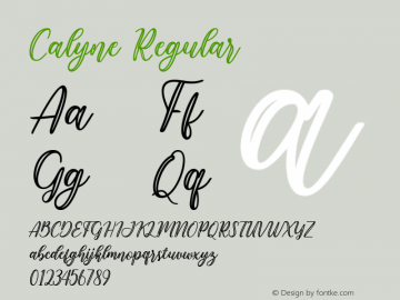 Calyne Version 1.00;August 13, 2020 Font Sample