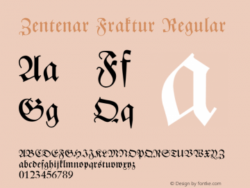 Zentenar Fraktur Regular Version 2.01 2003 Font Sample