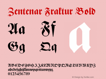 Zentenar Fraktur Bold Version 2.01 2003 Font Sample