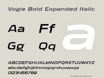 Vogie Bold Expanded Italic Version 1.000图片样张