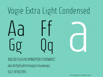 Vogie Extra Light Condensed Version 1.000 Font Sample