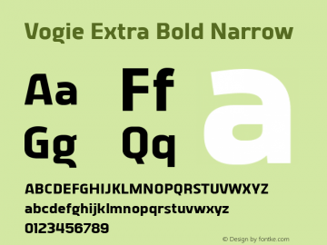 Vogie Extra Bold Narrow Version 1.000 Font Sample