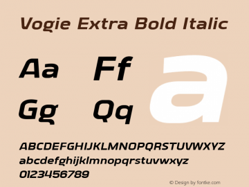 Vogie Extra Bold Italic Version 1.000 Font Sample