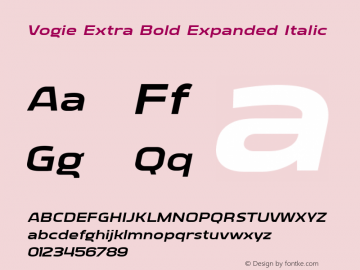 Vogie ExtBd Exp Ita Version 1.000 Font Sample