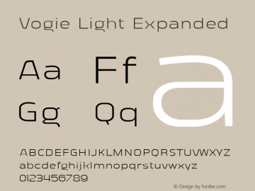 Vogie Light Expanded Version 1.000 Font Sample