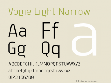 Vogie Light Narrow Version 1.000 Font Sample