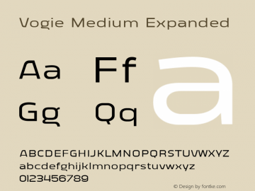 Vogie Medium Expanded Version 1.000 Font Sample