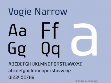 Vogie Narrow Version 1.000 Font Sample