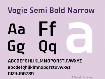 Vogie Semi Bold Narrow Version 1.000 Font Sample