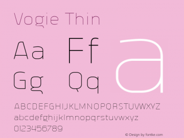 Vogie Thin Version 1.000 Font Sample