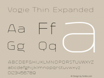 Vogie Thin Expanded Version 1.000 Font Sample
