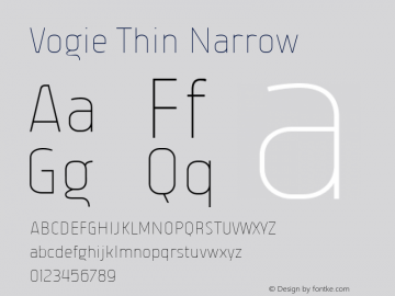 Vogie Thin Narrow Version 1.000 Font Sample