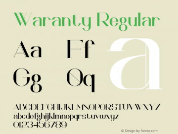 Waranty Version 1.00;October 10, 2020;FontCreator 12.0.0.2552 64-bit Font Sample