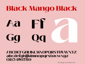 Black Mango Black Version 1.000 Font Sample