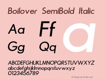 Boilover SemiBold Italic Version 1.000; ttfautohint (v1.8.3.10-c5d8)图片样张