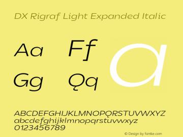 DXRigraf-LightExpandedItalic Version 1.000图片样张