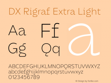 DXRigraf-ExtraLight Version 1.000 Font Sample