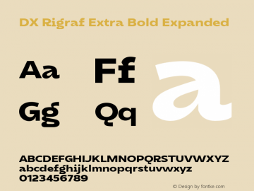 DXRigraf-ExtraBoldExpanded Version 1.000 Font Sample