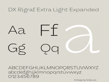 DXRigraf-ExtraLightExpanded Version 1.000 Font Sample