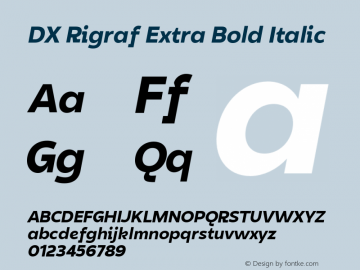 DXRigraf-ExtraBoldItalic Version 1.000 Font Sample