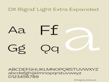 DXRigraf-LightExtraExpanded Version 1.000 Font Sample