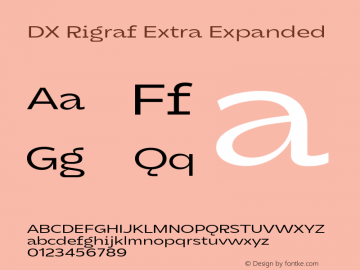 DXRigraf-ExtraExpanded Version 1.000 Font Sample