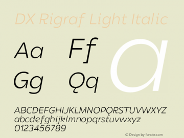 DXRigraf-LightItalic Version 1.000 Font Sample