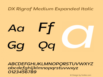 DXRigraf-MediumExpandedItalic Version 1.000 Font Sample