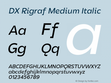 DXRigraf-MediumItalic Version 1.000 Font Sample