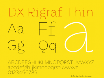 DXRigraf-Thin Version 1.000 Font Sample