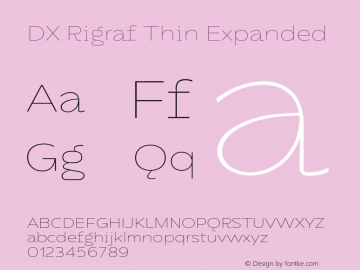 DXRigraf-ThinExpanded Version 1.000 Font Sample