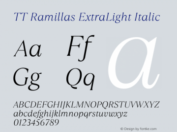 TTRamillas-ExtraLightItalic Version 1.00图片样张