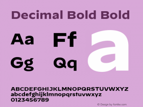 Decimal Bold Version 1.106, SI, September 18, 2019, initial release Font Sample