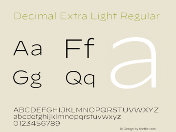 Decimal Extra Light Version 1.106, SI, September 18, 2019, initial release图片样张