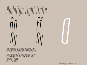 Aodaliya-LightItalic Version 001.000图片样张