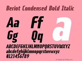 BeriotCondensed-BoldItalic Version 1.000;hotconv 1.0.109;makeotfexe 2.5.65596 Font Sample