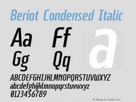 BeriotCondensed-Italic Version 1.000;hotconv 1.0.109;makeotfexe 2.5.65596 Font Sample