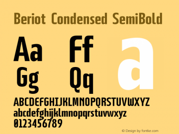 BeriotCondensed-SemiBold Version 1.000;hotconv 1.0.109;makeotfexe 2.5.65596图片样张