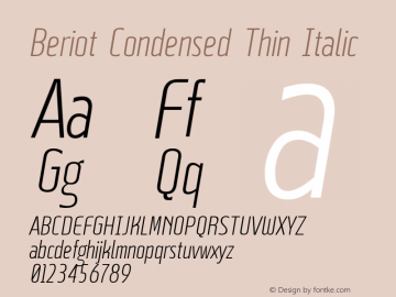 BeriotCondensed-ThinItalic Version 1.000;hotconv 1.0.109;makeotfexe 2.5.65596 Font Sample