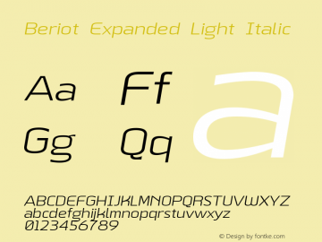 BeriotExpanded-LightItalic Version 1.000;hotconv 1.0.109;makeotfexe 2.5.65596 Font Sample