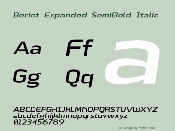 BeriotExpanded-SemiBoldItalic Version 1.000;hotconv 1.0.109;makeotfexe 2.5.65596 Font Sample