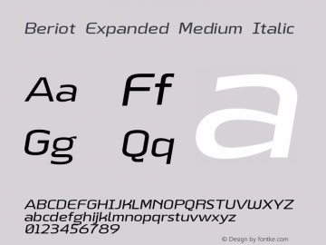 BeriotExpanded-MediumItalic Version 1.000;hotconv 1.0.109;makeotfexe 2.5.65596图片样张